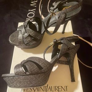YSL sandals size 36.5 Tribute 75 Sandal Tweed lamb